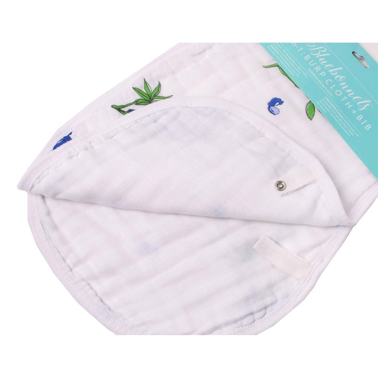 Bluebonnets Baby Burp Cloth and Bib 2 in 1 Soft Bamboo Organic Cotton Combo