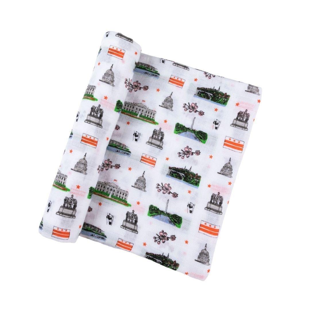 Washington DC Baby Muslin Swaddle Receiving Blanket Made to Grow with Your Little One