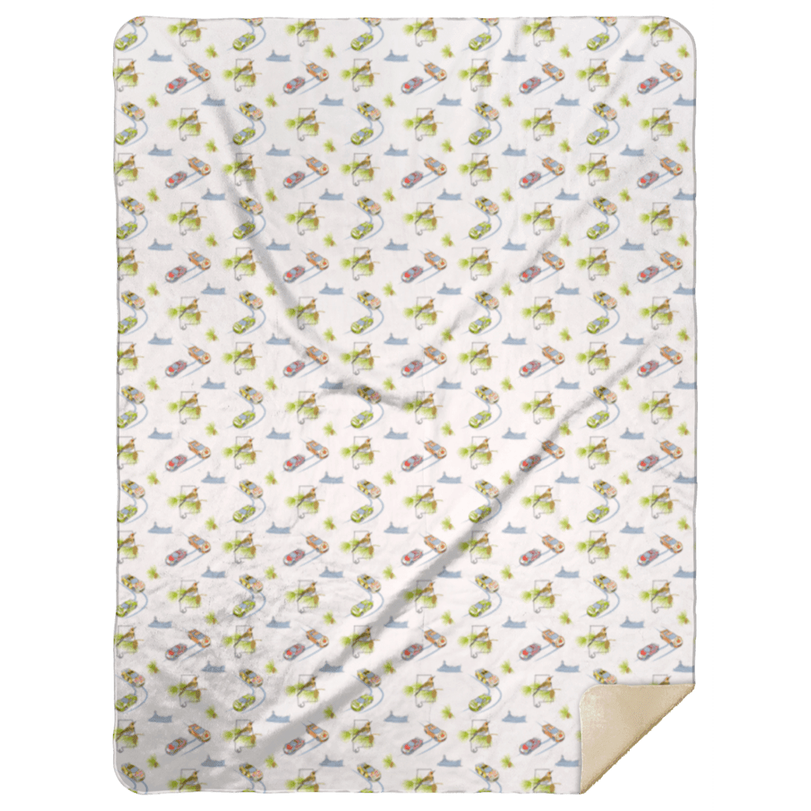 The Alabama plush throw blanket folded back to show both its printed and neutral sides.