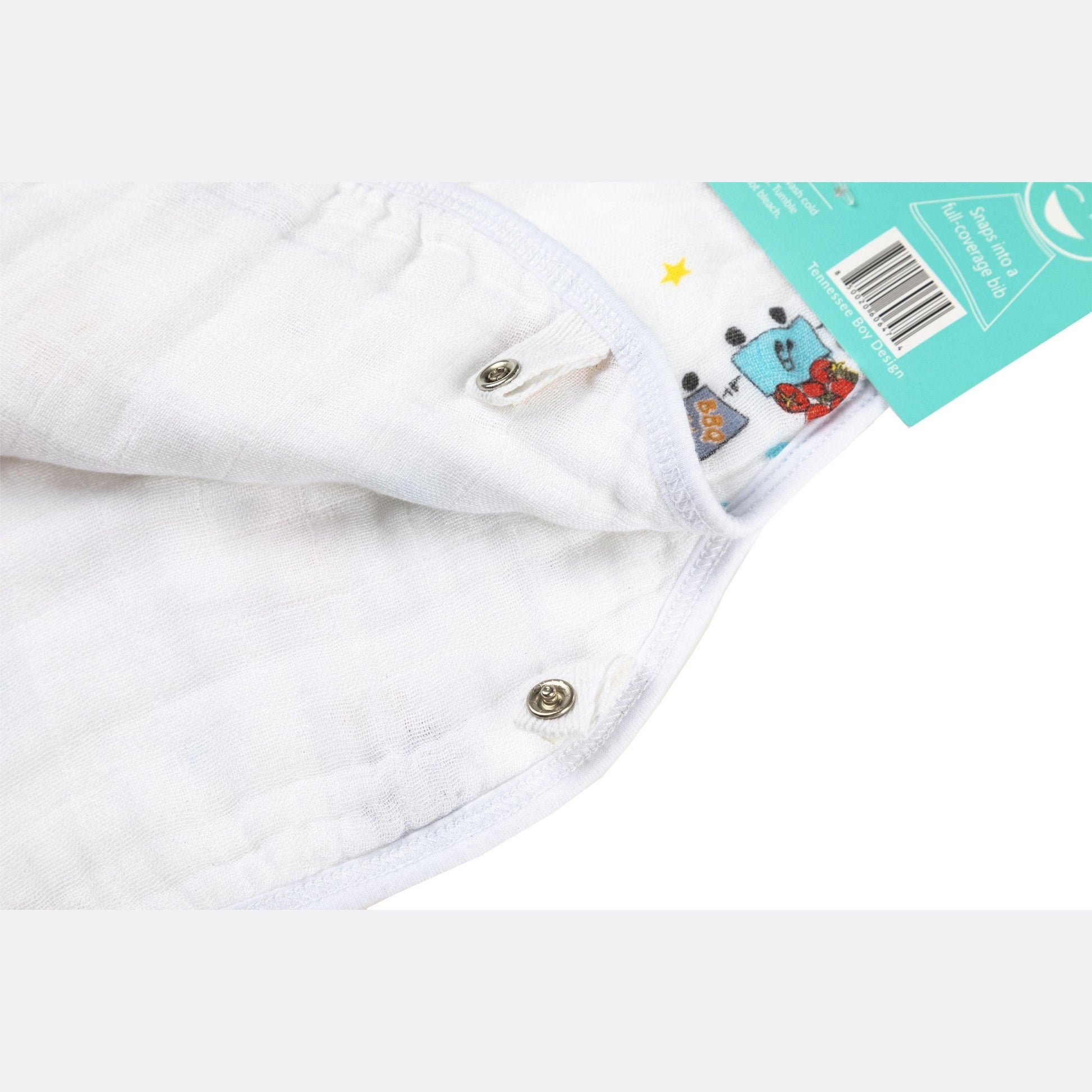 Tennessee-themed baby bib and burp cloth set featuring state icons and "Tennessee Baby" text in playful fonts.