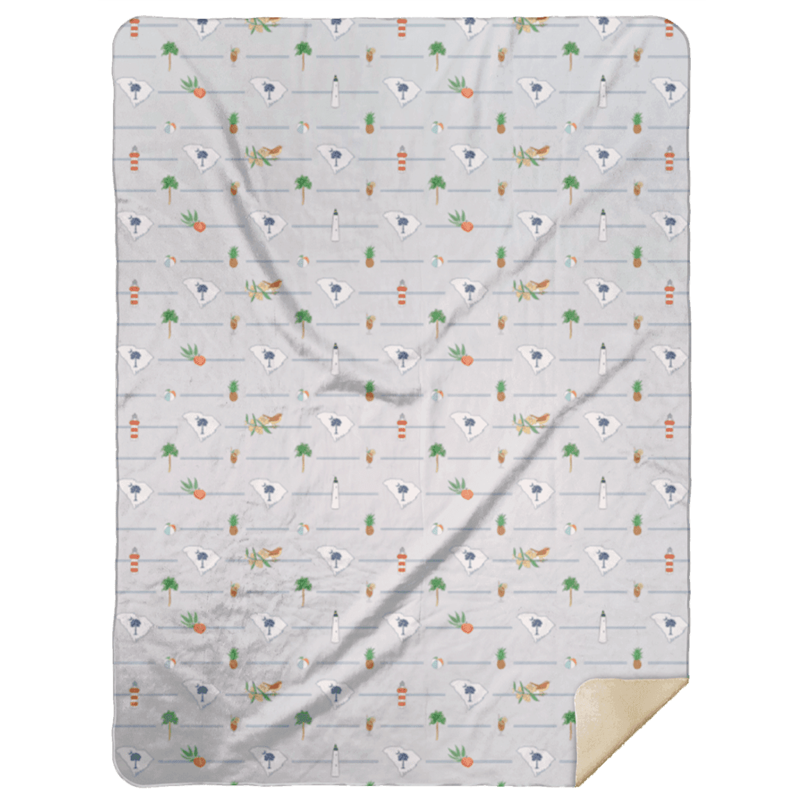 The South Carolina plush throw blanket folded to show its hometown print and soft, cozy backing.