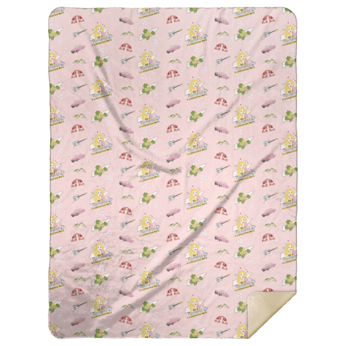 The pink Tennessee plush throw blanket folded to show its print and its soft brushed backing.