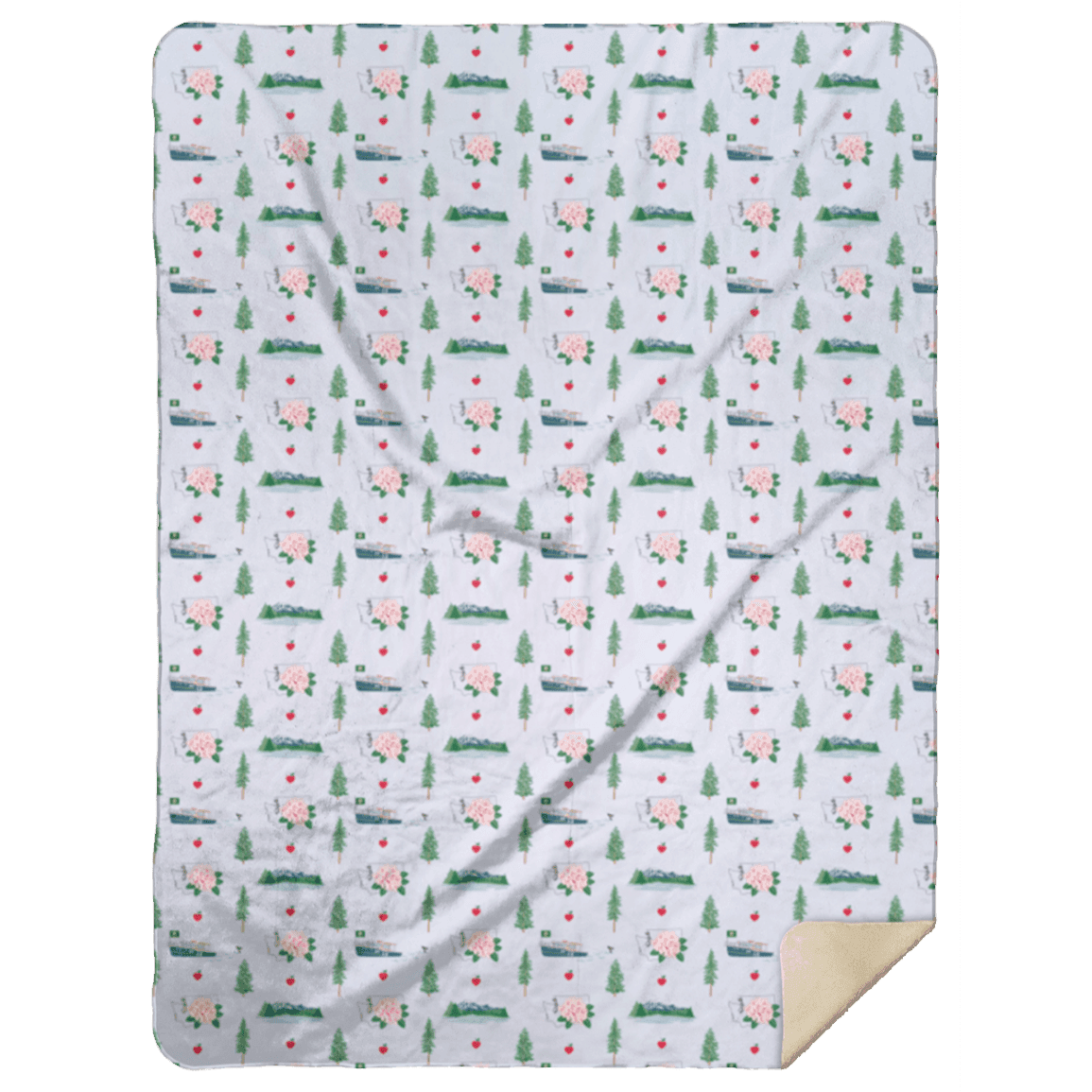 The Washington State plush throw blanket shown full size with its cozy sherpa backing turned up.