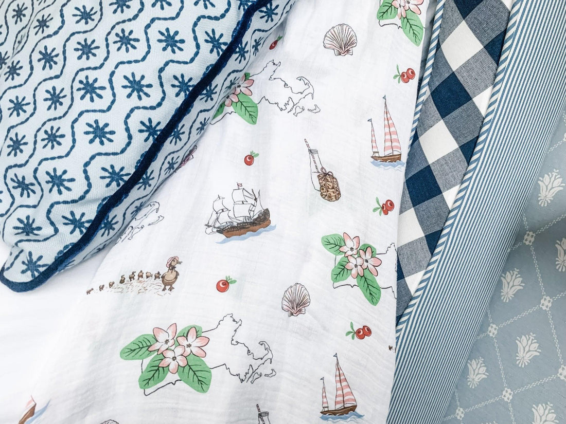 Behind the Design: Massachusetts Girl/Floral Baby Swaddle Blanket - Little Hometown