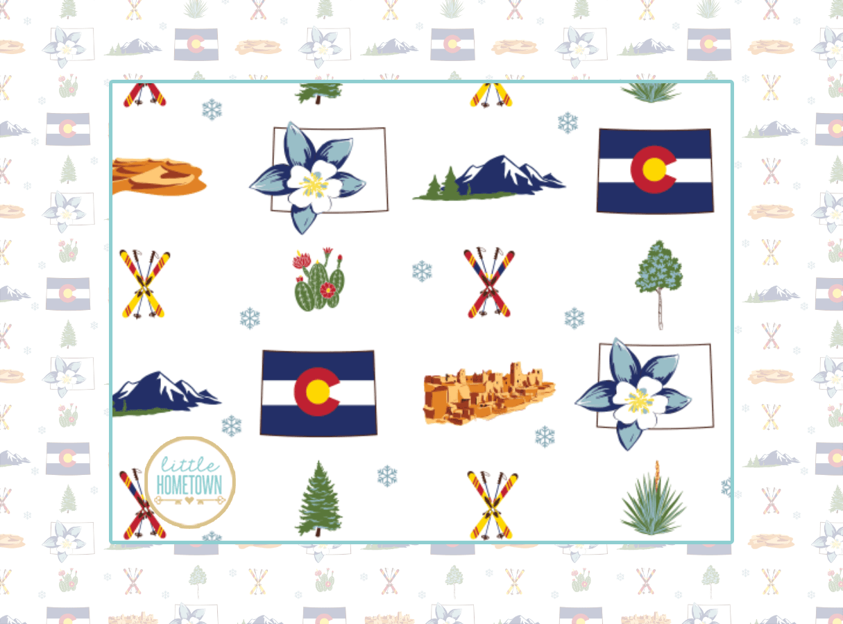 Colorado-themed Baby Swaddle Blankets, Onesies, Pajamas, Burp Cloths, Bibs, and Gifts - Little Hometown