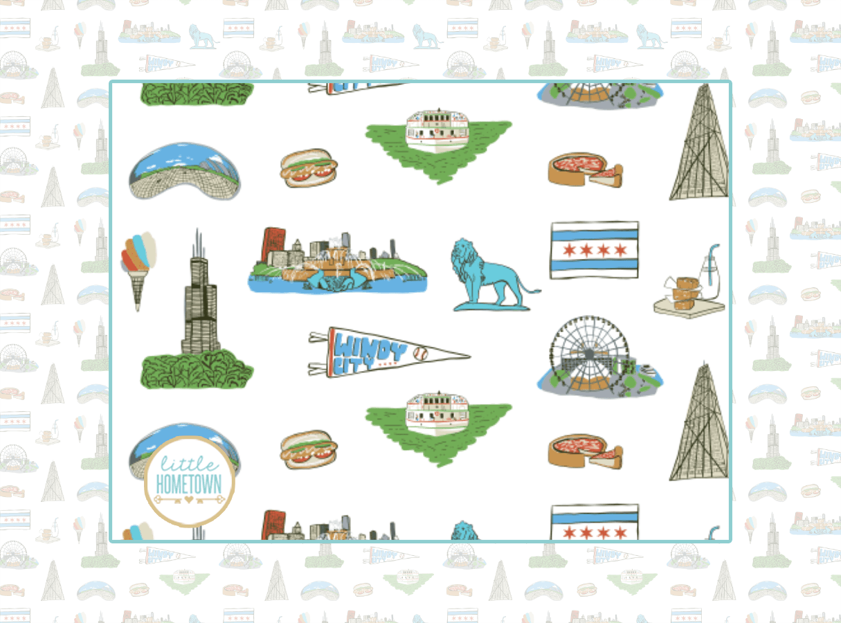 Illinois-themed Baby Swaddle Blankets, Onesies, Pajamas, Burp Cloths, Bibs, and Gifts - Little Hometown