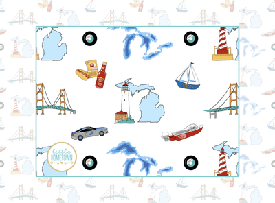 Michigan-themed Baby Swaddle Blankets, Onesies, Pajamas, Burp Cloths, Bibs, and Gifts - Little Hometown
