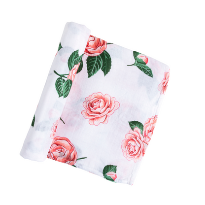 Muslin Swaddle Baby Blanket: Camellia Soft Bamboo Cotton Blend
