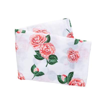 Muslin Swaddle Baby Blanket: Camellia Soft Bamboo Cotton Blend