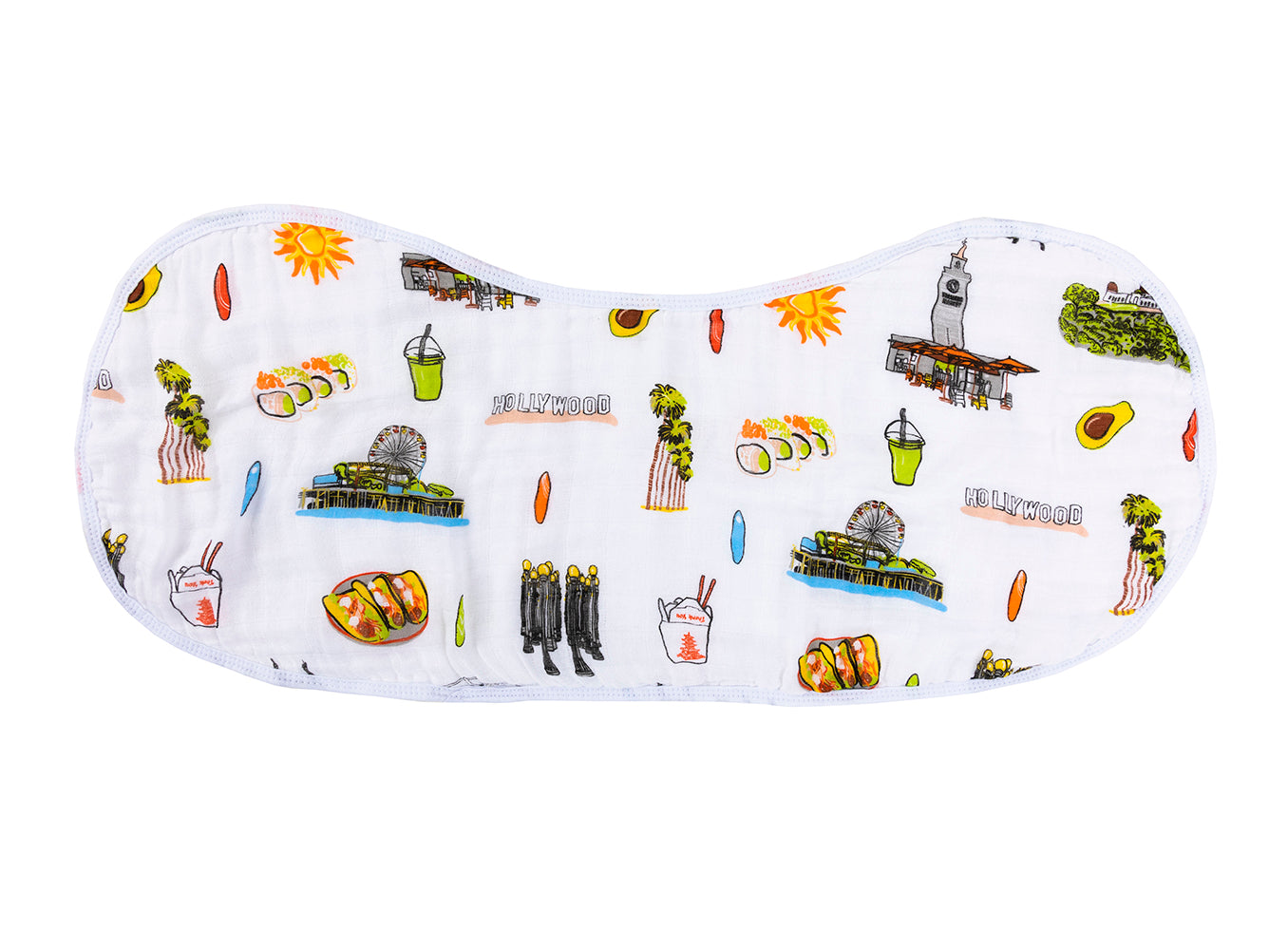 Gift Set: Los Angeles Baby Muslin Swaddle Blanket and Burp Cloth/Bib Combo Soft Breathable Bamboo Cotton