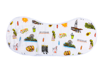 Gift Set: Los Angeles Baby Muslin Swaddle Blanket and Burp Cloth/Bib Combo Soft Breathable Bamboo Cotton