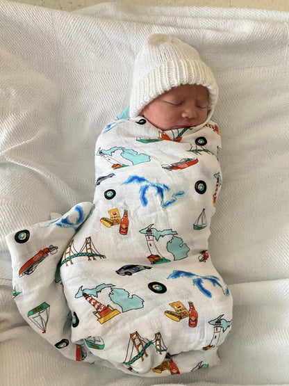 Michigan Baby Muslin Swaddle Receiving Blanket Breathable and Lightweight