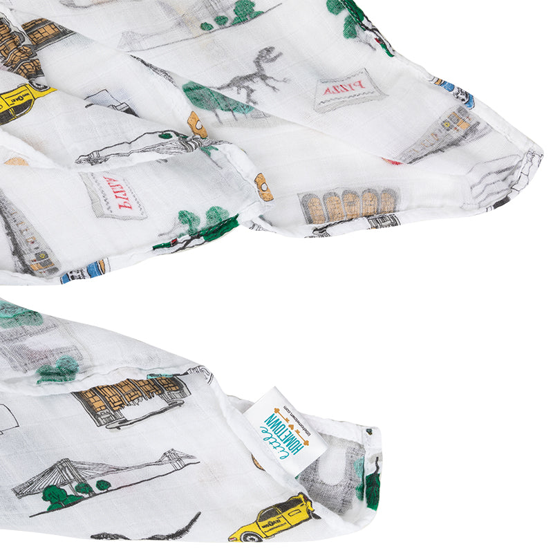New York City Baby Muslin Swaddle Receiving Blanket Soft Bamboo Cotton Blend