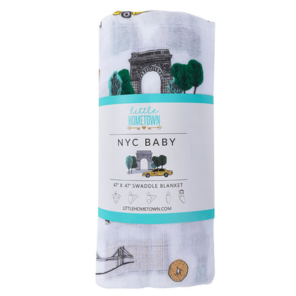 New York City Baby Muslin Swaddle Receiving Blanket Soft Bamboo Cotton Blend