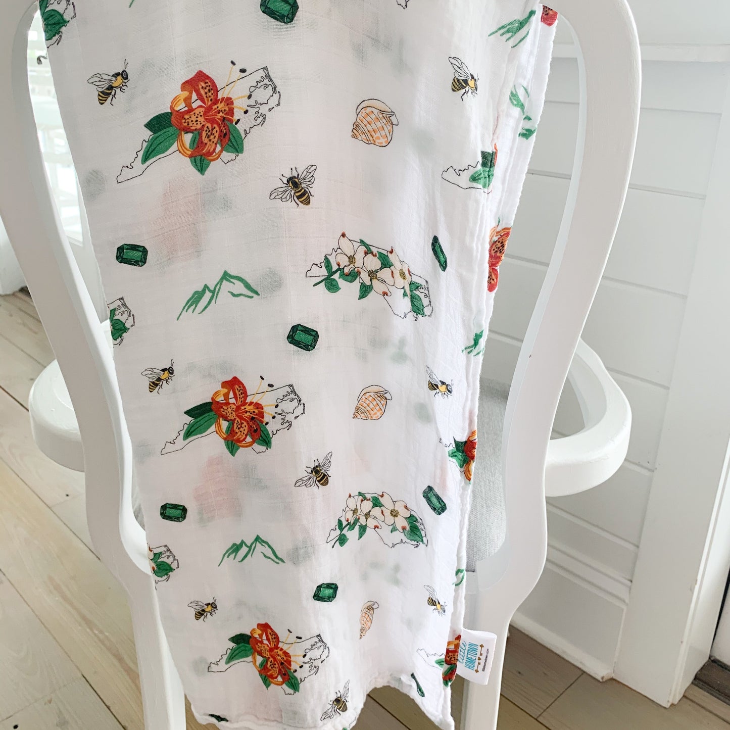 North Carolina Baby Muslin Swaddle Receiving Blanket (floral) Extra Large 47 x 47