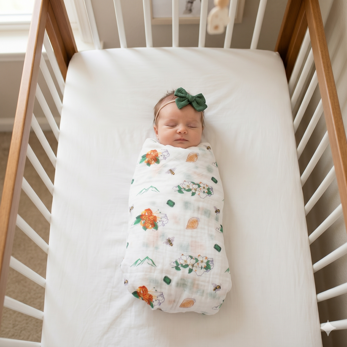 North Carolina Baby Muslin Swaddle Receiving Blanket (floral) Extra Large 47 x 47