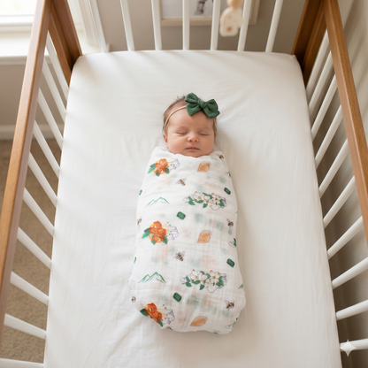 North Carolina Baby Muslin Swaddle Receiving Blanket (floral) Extra Large 47 x 47