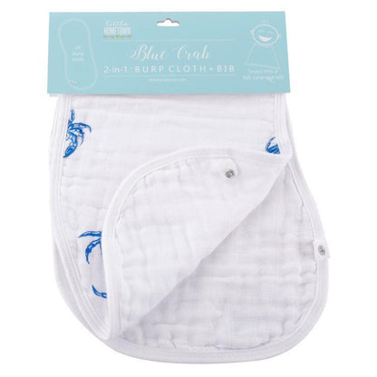 Blue Crab Baby Burp Cloth and Bib 2 in 1  Absorbent and Gentle on Newborn Skin