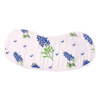 Gift Set: Bluebonnets Baby Muslin Swaddle Blanket and Burp Cloth/Bib Combo Soft Breathable Bamboo Cotton