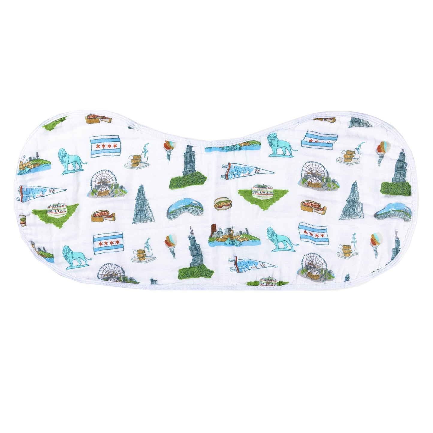 Chicago Illinois Baby Burp Cloth and Bib 2 in 1  Breathable Bamboo Blend