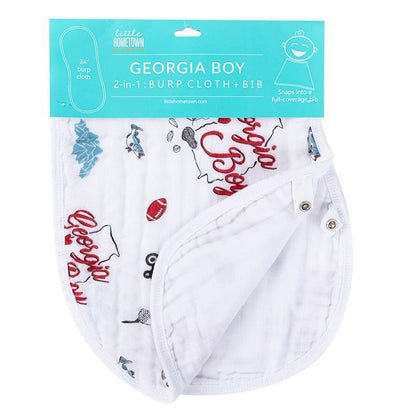 Georgia Baby Boy Burp Cloth and Bib 2 in 1  Breathable Bamboo Blend