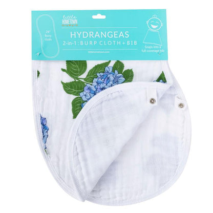 Hydgrangeas Baby Burp Cloth and Bib 2 in 1  Absorbent and Gentle on Newborn Skin