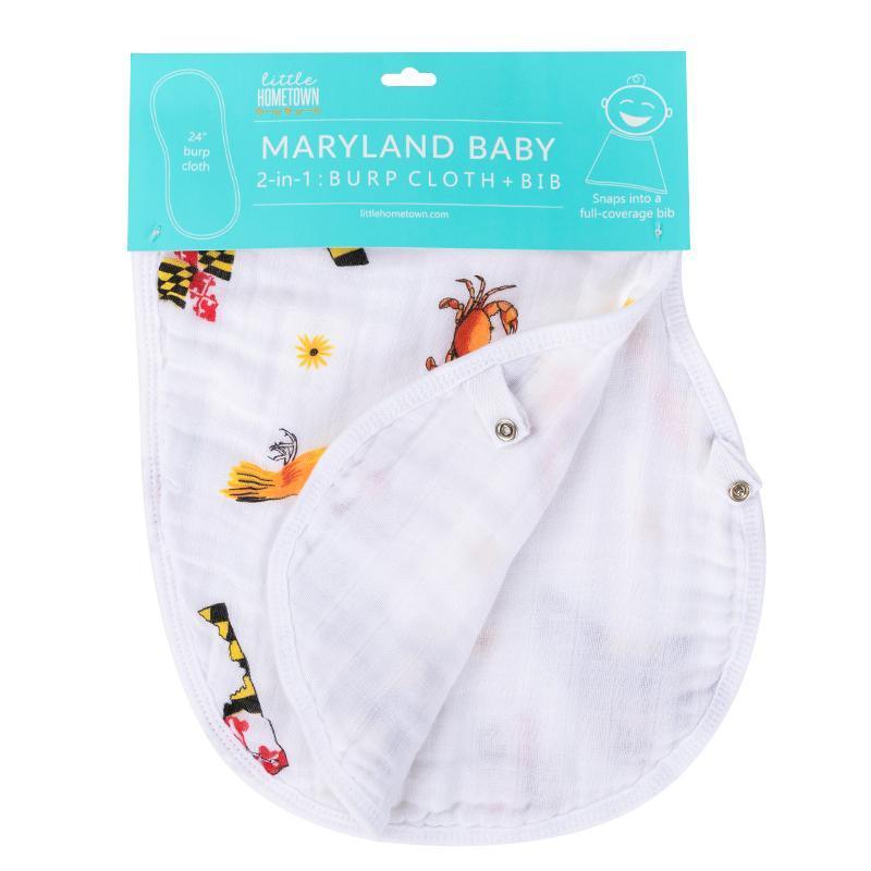 Gift Set: Maryland Baby Muslin Swaddle Blanket and Burp Cloth/Bib Combo Newborn Essentials for Feeding and Comfort