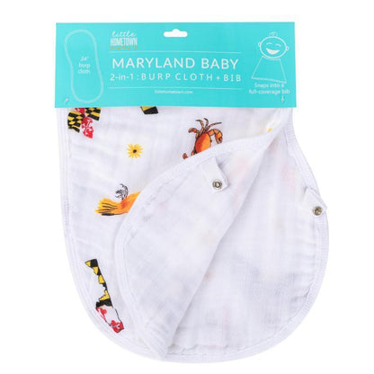 Gift Set: Maryland Baby Muslin Swaddle Blanket and Burp Cloth/Bib Combo Newborn Essentials for Feeding and Comfort