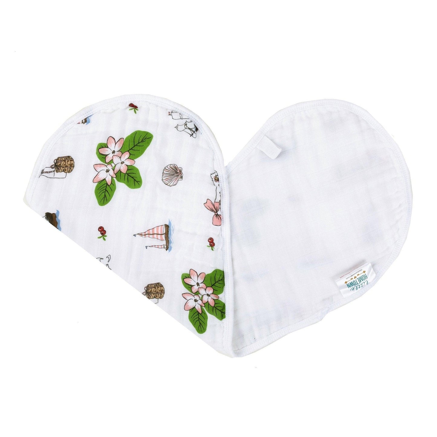 Gift Set: Massachusetts Floral Baby Muslin Swaddle Blanket and Burp Cloth/Bib Combo Baby Shower Essential for Newborn