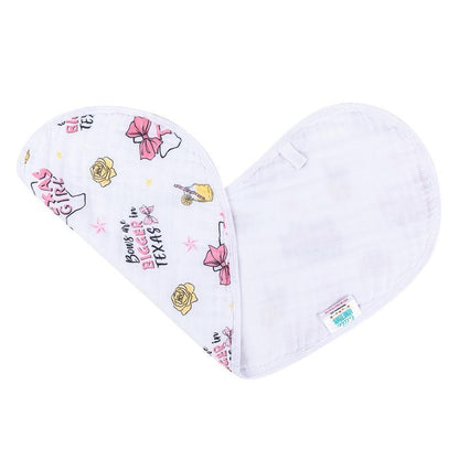 Texas Baby Girl Burp Cloth and Bib 2 in 1  Soft Bamboo Organic Cotton Combo