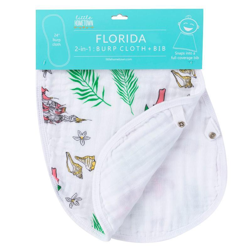 Florida Baby Burp Cloth and Bib 2 in 1  Soft Bamboo Organic Cotton Combo