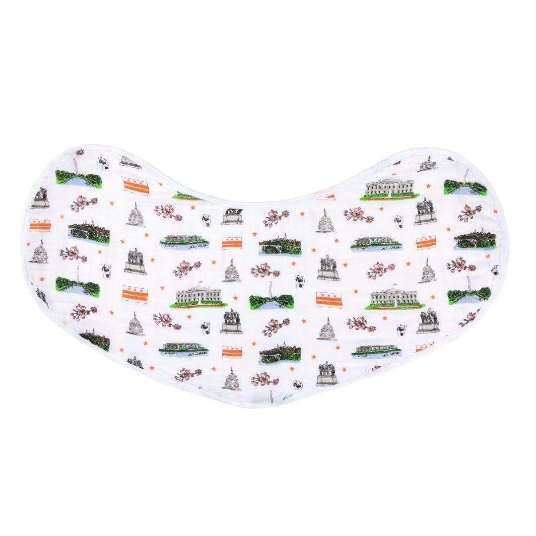 Gift Set: Washington D.C. Baby Muslin Swaddle Blanket and Burp Cloth/Bib Combo Baby Shower Essential for Newborn