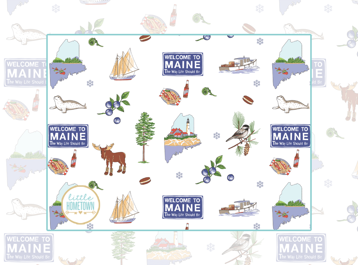 Baby Burp Cloth & Bib Combo: Maine Baby - Little Hometown