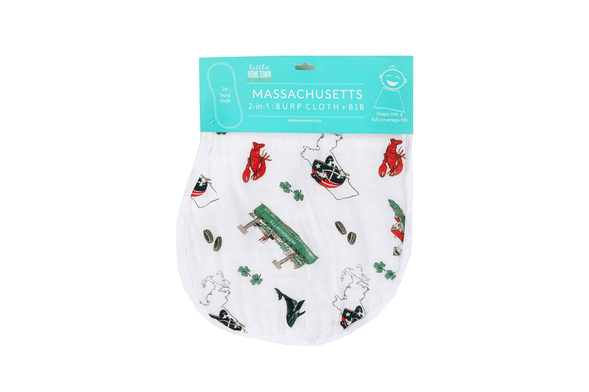 Baby Burp Cloth & Bib Combo: Massachusetts Baby - Little Hometown