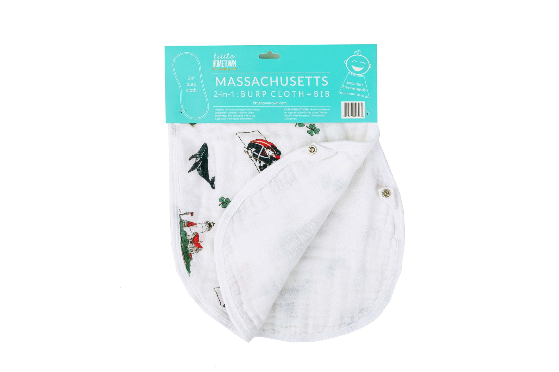 Baby Burp Cloth & Bib Combo: Massachusetts Baby - Little Hometown