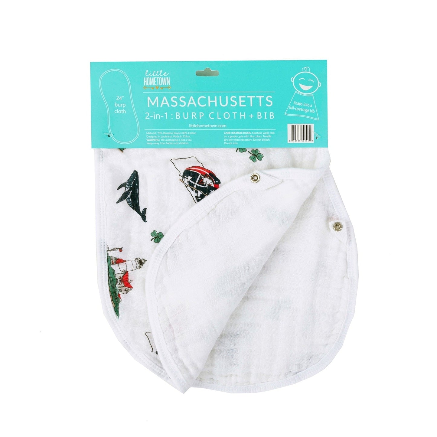 Baby Burp Cloth & Bib Combo: Massachusetts Baby - Little Hometown