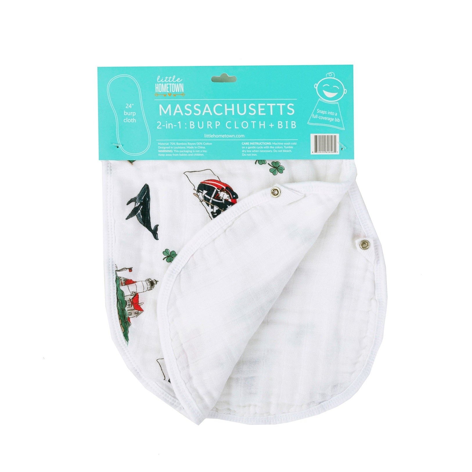 Baby Burp Cloth & Bib Combo: Massachusetts Baby - Little Hometown