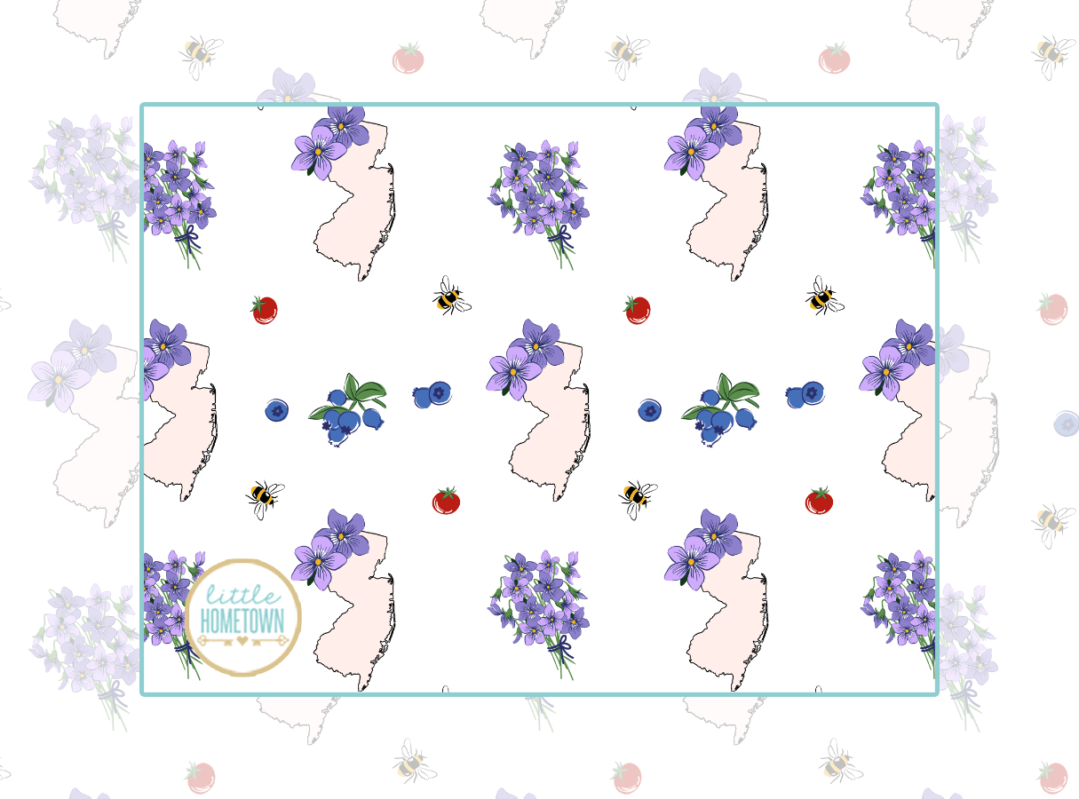 Baby Burp Cloth & Bib Combo: New Jersey Baby (Floral) - Little Hometown