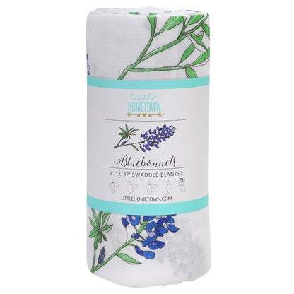Bluebonnets Baby Muslin Swaddle Blanket Soft Bamboo Cotton Blend