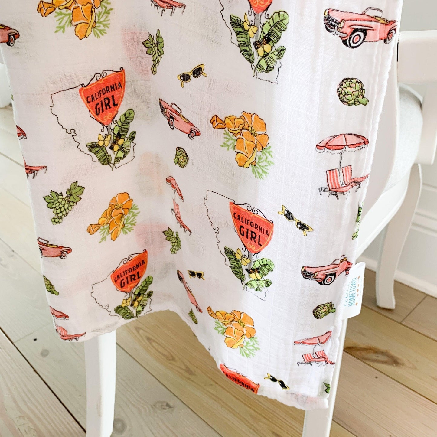California Baby Girl Muslin Swaddle Blanket Extra Large 47 x 47