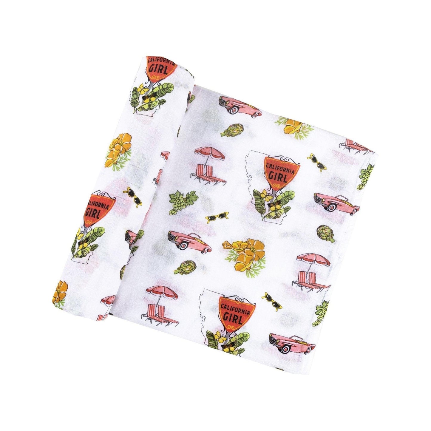 California Baby Girl Muslin Swaddle Blanket Extra Large 47 x 47