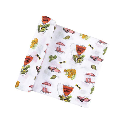 California Baby Girl Muslin Swaddle Blanket Extra Large 47 x 47