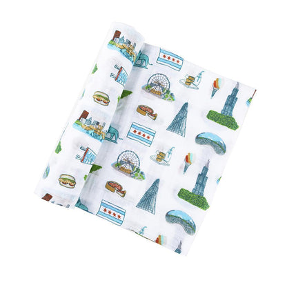 Chicago Baby Muslin Swaddle Blanket Perfect Baby Shower Essential