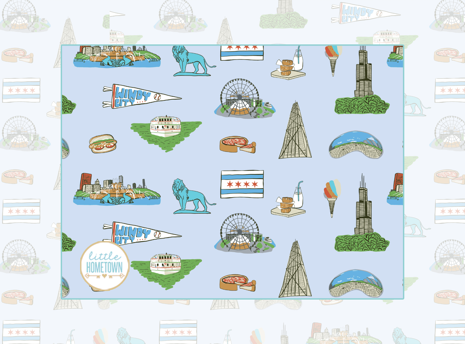 Cozy Chicago-themed plush throw blanket, 60x80 inches, featuring iconic city landmarks in vibrant colors.