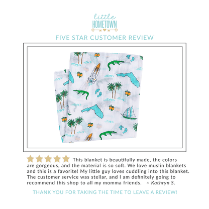 Florida Baby Muslin Swaddle Blanket Soft Bamboo Cotton Blend