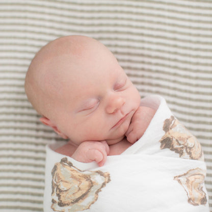 Aw, Shucks! Oyster Baby Muslin Swaddle Blanket Extra Large 47 x 47