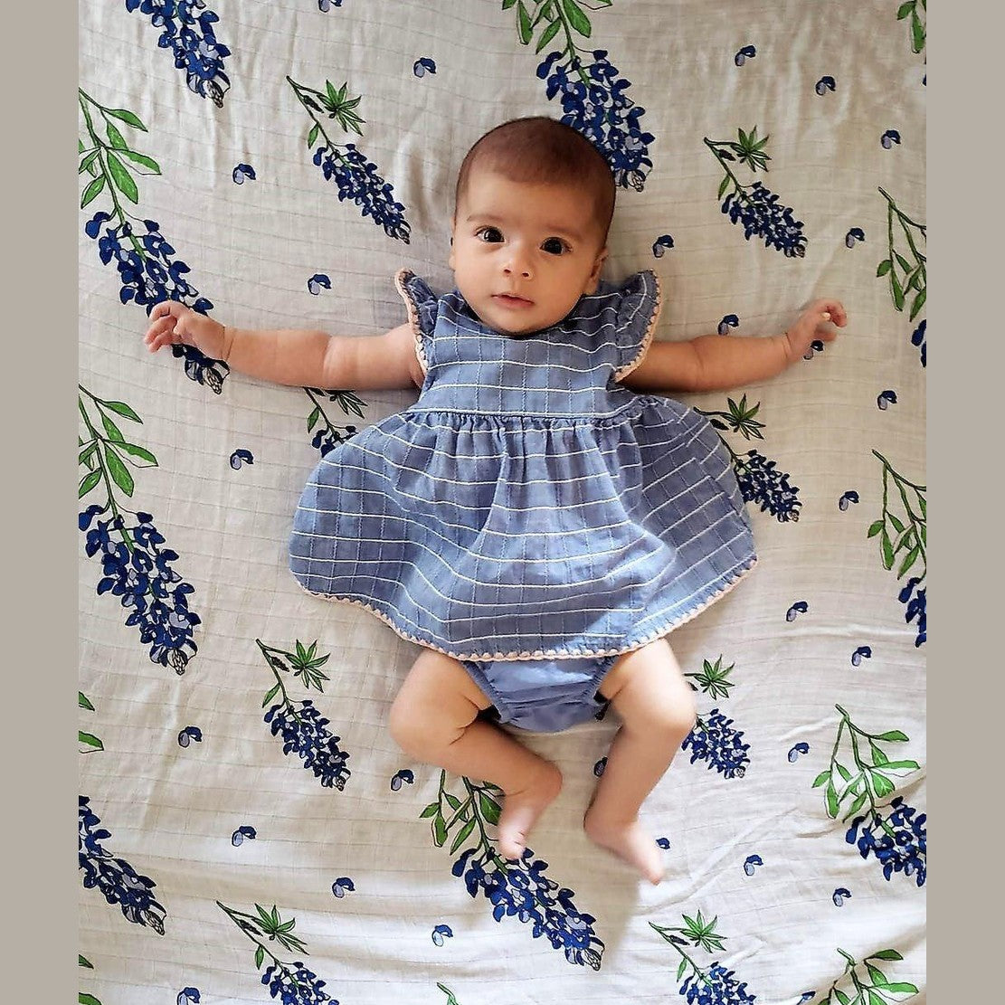 Bluebonnets Baby Muslin Swaddle Blanket Soft Bamboo Cotton Blend