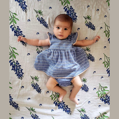Bluebonnets Baby Muslin Swaddle Blanket Soft Bamboo Cotton Blend