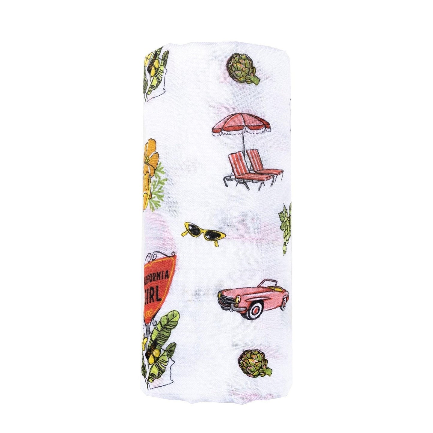 Gift Set: California Baby Muslin Swaddle Blanket and Burp Cloth/Bib Combo Hospital Coming Home Essential