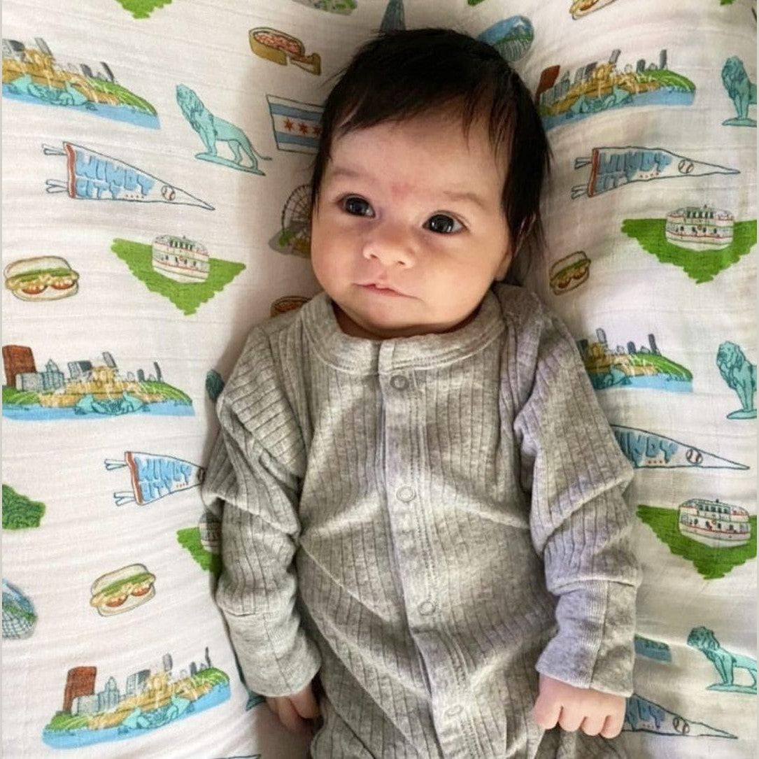Chicago Baby Muslin Swaddle Blanket Perfect Baby Shower Essential